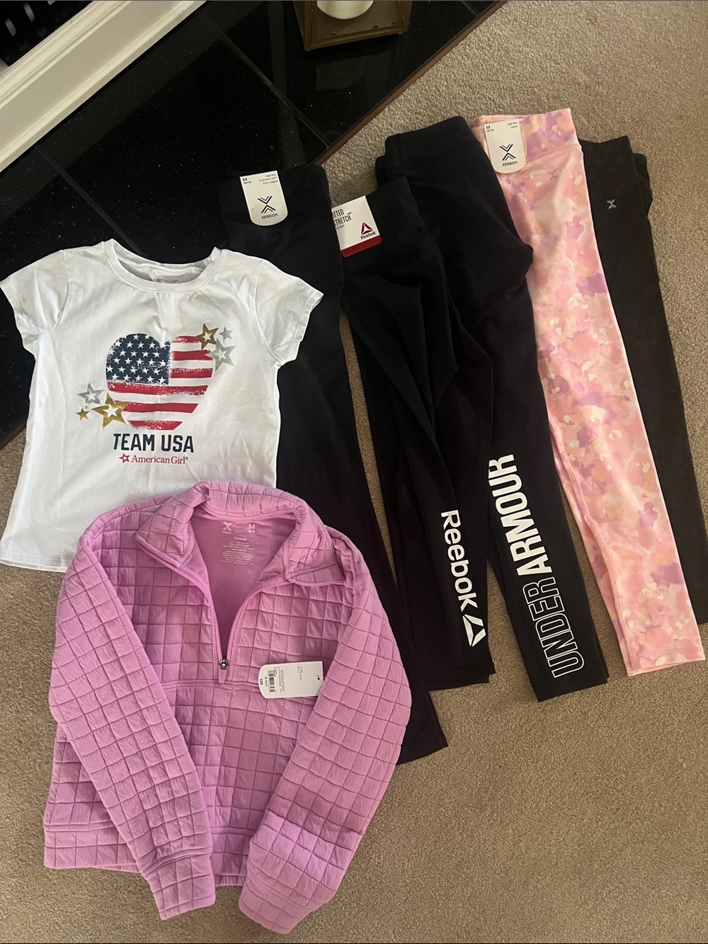 Under Armour Girls Black & Pink Camo Leggings